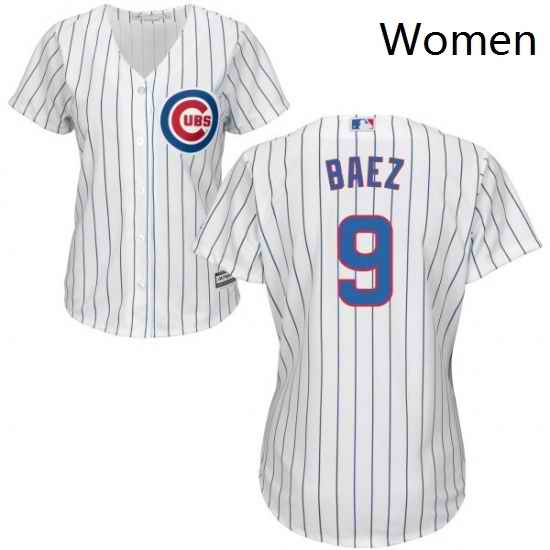 Womens Majestic Chicago Cubs 9 Javier Baez Replica White Home Cool Base MLB Jersey